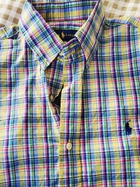 Polo Ralph Lauren Madras Plaid 100% Cotton Shirt, Size Small